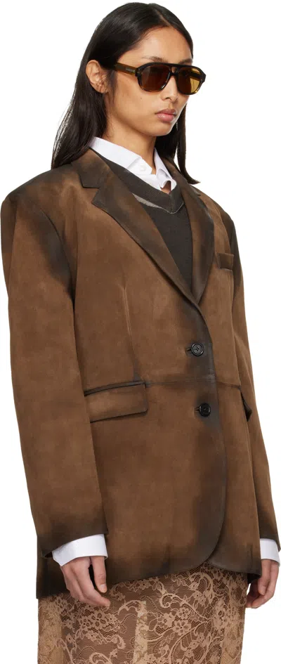 Acne Studios Distressed Suede Blazer In Brown