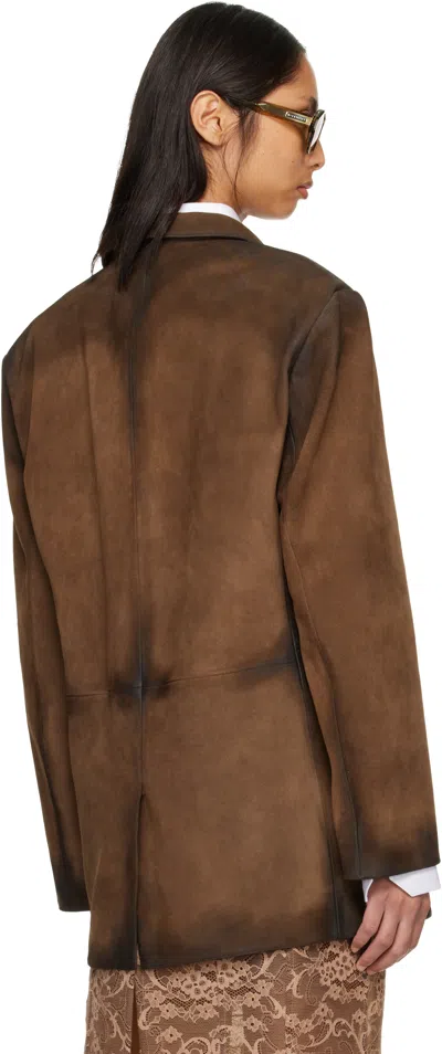 Acne Studios Distressed Suede Blazer In Brown