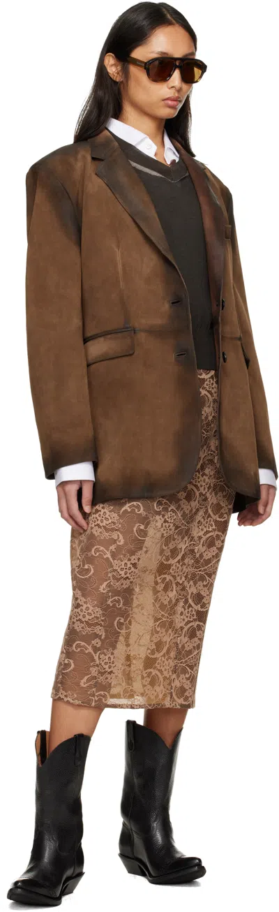 Acne Studios Distressed Suede Blazer In Brown