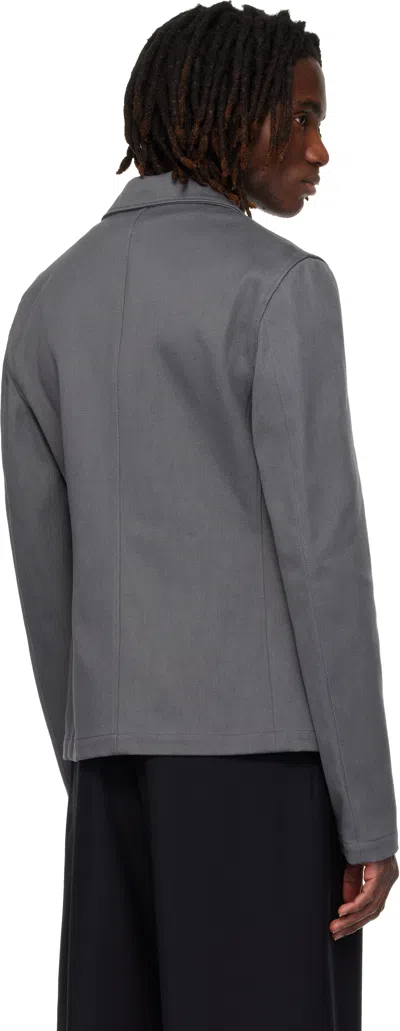 Rier Gray Notched Lapel Denim Blazer In Gray