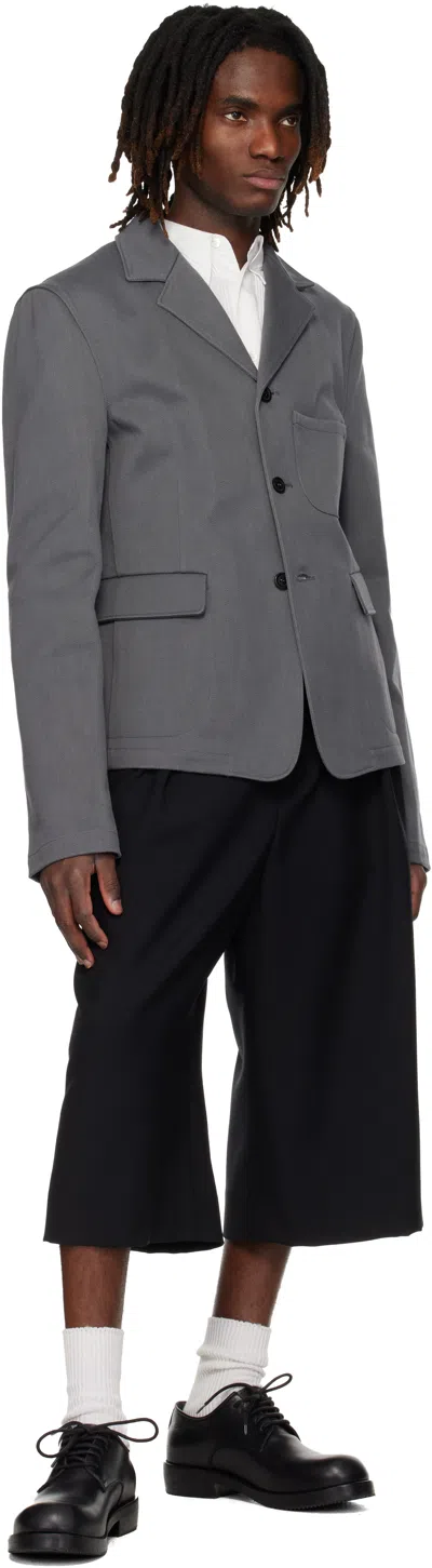 Rier Gray Notched Lapel Denim Blazer In Gray