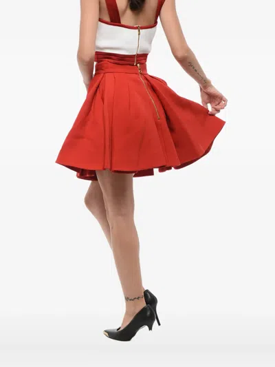 Balmain Wool Flared Skirt In Red