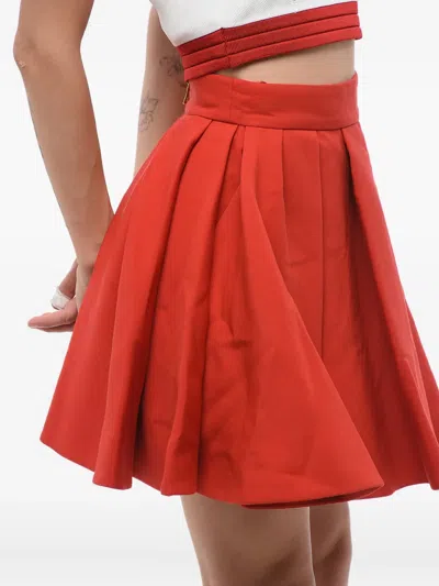 Balmain Wool Flared Skirt In Red