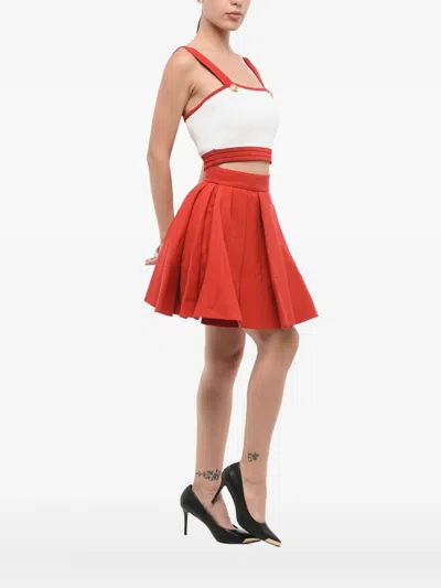 Balmain Wool Flared Skirt In Red