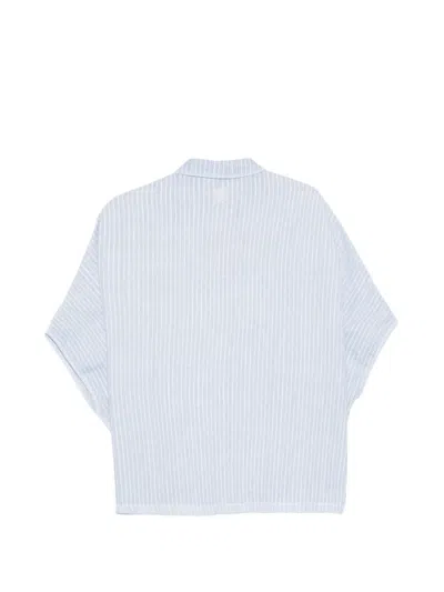 120% Lino Stripe-pattern Shirt In Blue