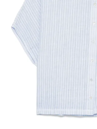 120% Lino Stripe-pattern Shirt In Blue