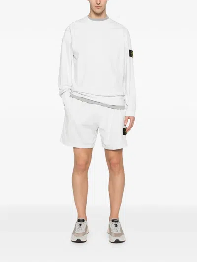 Stone Island Compass-patch Shorts In White