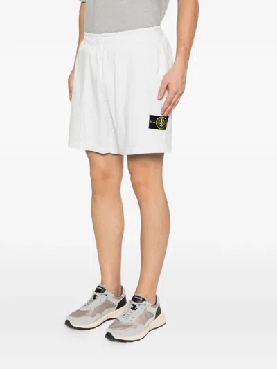Stone Island Compass-patch Shorts In White