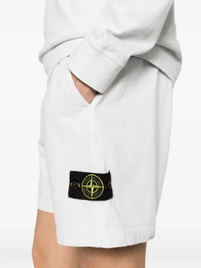 Stone Island Compass-patch Shorts In White