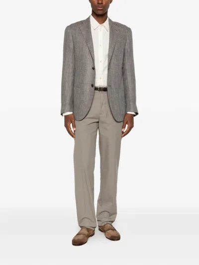 Corneliani Herringbone-patterned Blazer In Gray