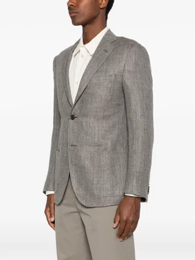 Corneliani Herringbone-patterned Blazer In Gray