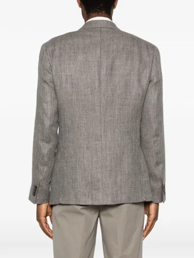 Corneliani Herringbone-patterned Blazer In Gray