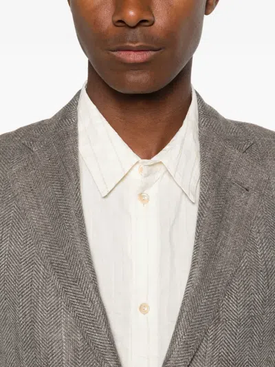 Corneliani Herringbone-patterned Blazer In Gray