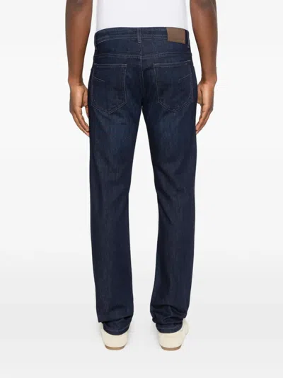 Corneliani Logo-embroidered Jeans In Blue