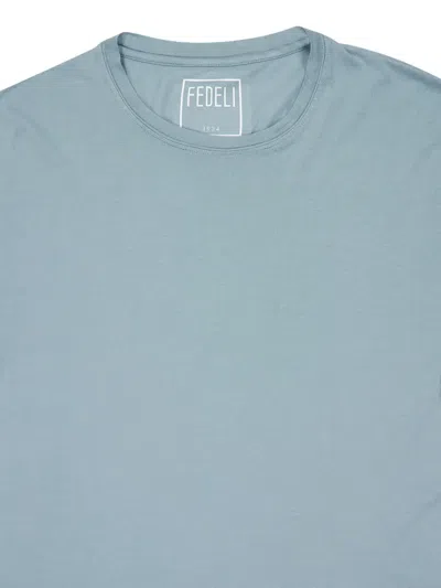 Fedeli Gary Knitted Cotton T-shirt In Blue
