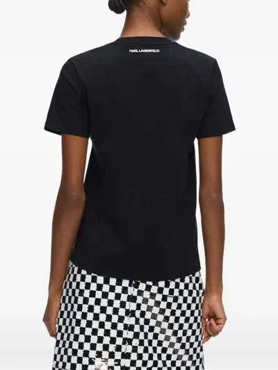 Karl Lagerfeld Illustrated Portrait T-shirt In Black