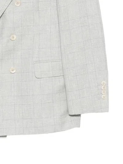 Brunello Cucinelli Double-breasted Checked-pattern Suit In Gray