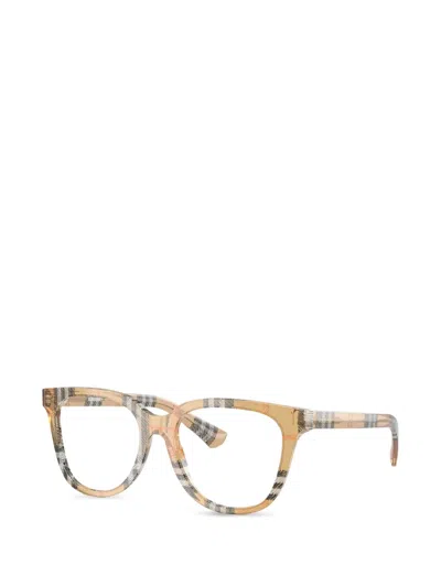 Burberry Eyewear Check-pattern Square-frame Glasses In Brown