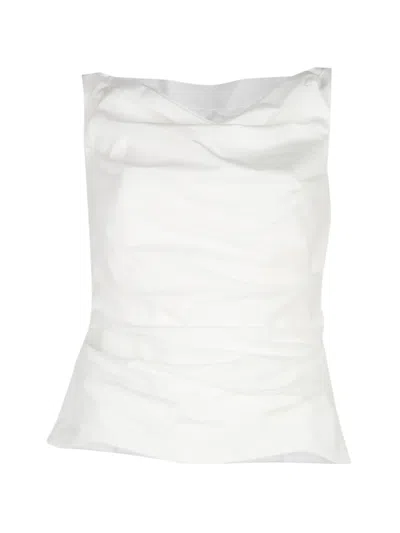 Simkhai Maisel Draped Cotton Top In White In White