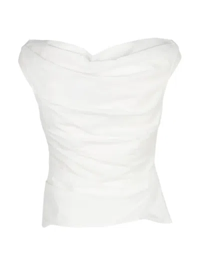 Simkhai Maisel Draped Cotton Top In White In White
