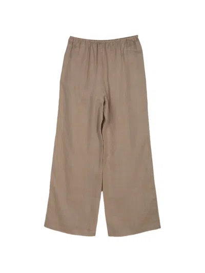 Frame Drawstring Linen Trousers In Neutral