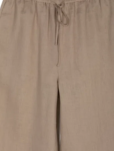 Frame Drawstring Linen Trousers In Neutral