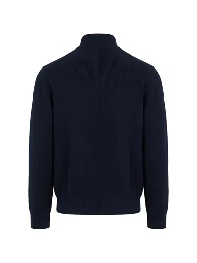 Hugo Boss Quilted Panel Zip-up Jacket In Blue