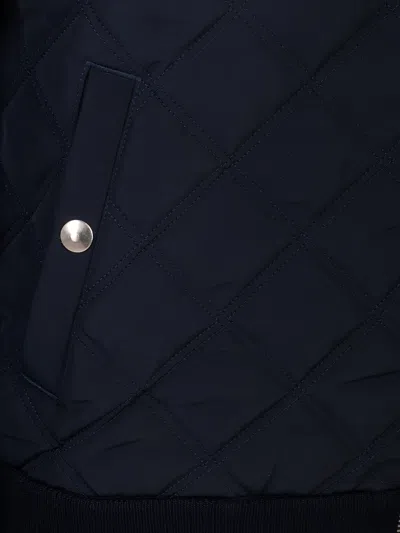 Hugo Boss Quilted Panel Zip-up Jacket In Blue