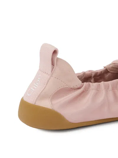 Chloé Kick Leather Ballet Flats Round Toe In Pink