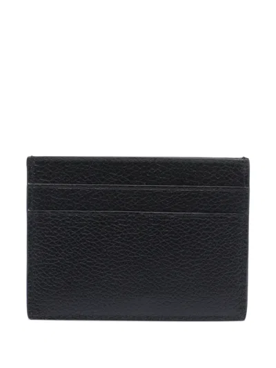 Balenciaga Logo-print Grained Leather Card Holder Accessories In Black