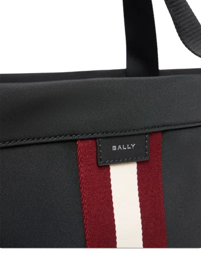 Bally Code Striped Tote Bag In Black