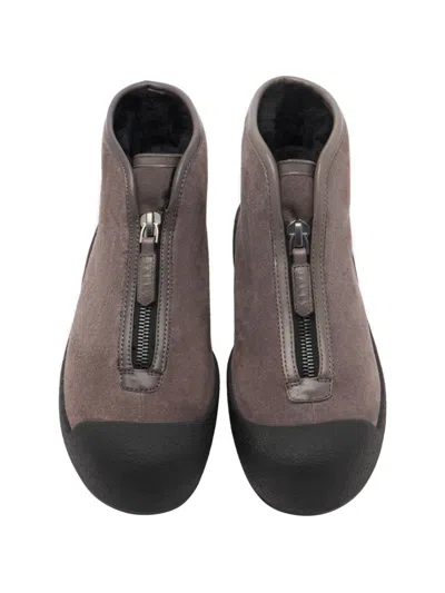 Bally Curling Front-zip Boots In Brown