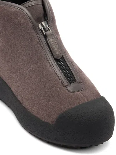 Bally Curling Front-zip Boots In Brown
