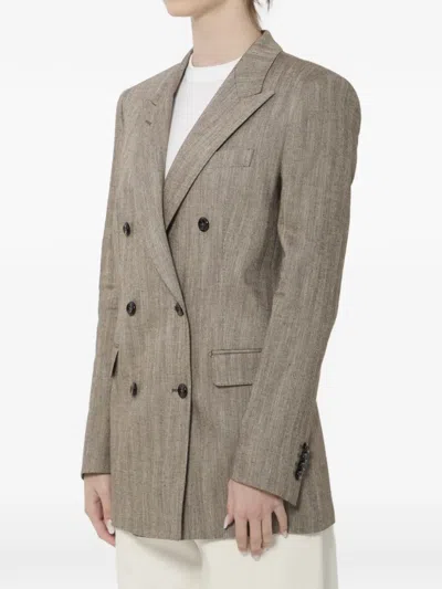 Tagliatore Double-breasted Buttoned Blazer In Brown