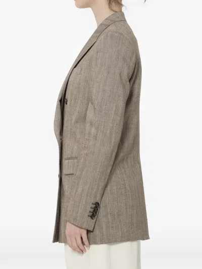 Tagliatore Double-breasted Buttoned Blazer In Brown