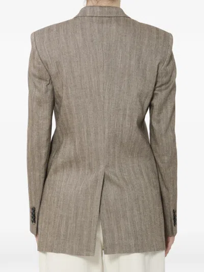 Tagliatore Double-breasted Buttoned Blazer In Brown