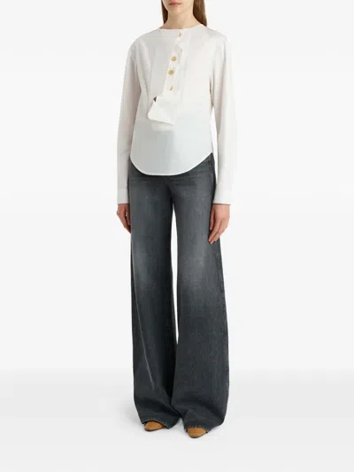 Khaite Dane Mid-rise Stretch Denim Wide-leg Jeans In Gray