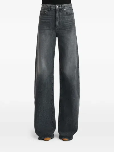 Khaite Dane Mid-rise Stretch Denim Wide-leg Jeans In Gray