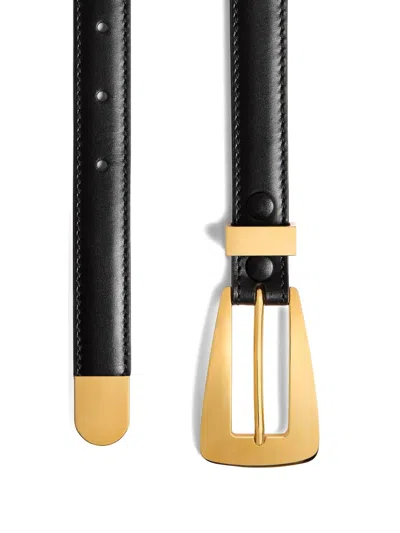 Khaite Lucca Small Leather Belt In Black
