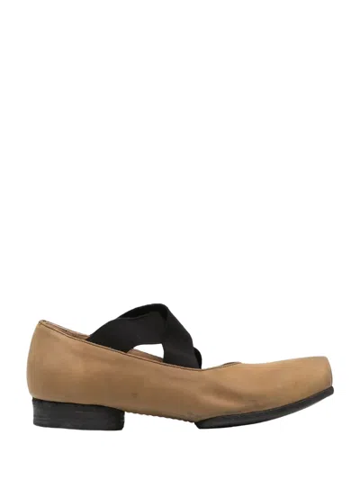 Uma Wang Ballet Flats Calfskin Suede Crisscross Straps In Brown