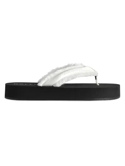 Balenciaga Jet Leg Platform Flip Flops In Viscose In Black