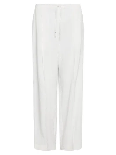 Marella Linen-blend Drawstring Trousers In White
