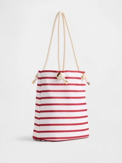 Gap Factory Stripe Nylon Bucket Bag In Red