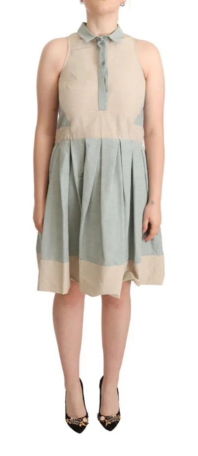 Comeforbreakfast Multicolor Collared Sleeveless Sheath Dress In Blue