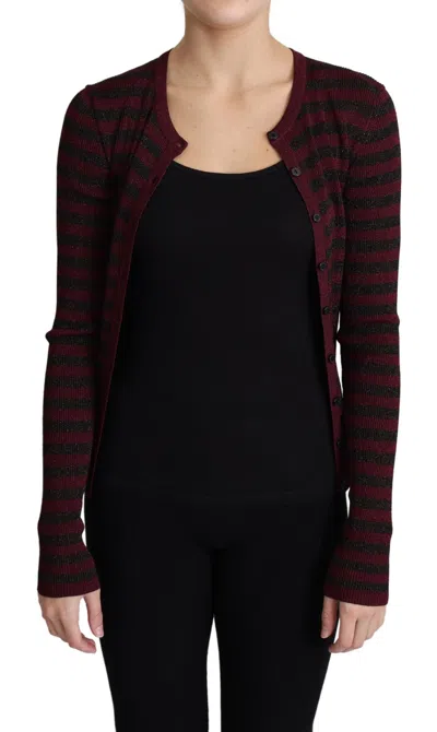 Dolce & Gabbana Black Red Striped Wool Pullover Sweater In Brown
