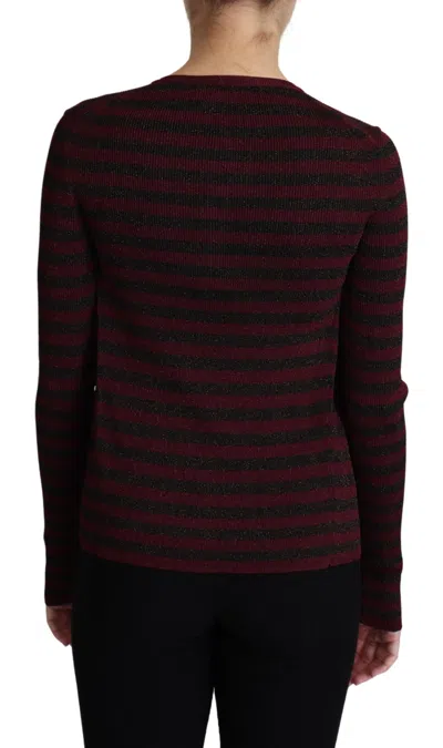 Dolce & Gabbana Black Red Striped Wool Pullover Sweater In Brown