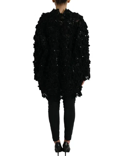 Dolce & Gabbana Black Sequined Embellished Pullover Sweater In Black