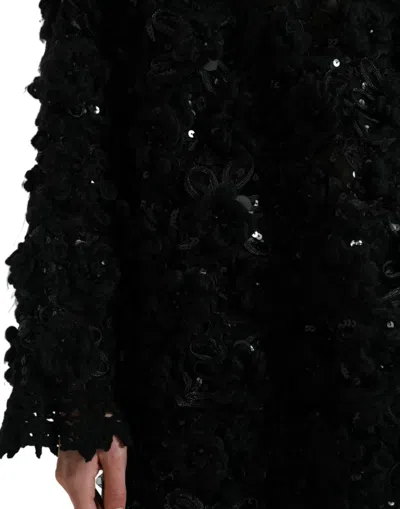 Dolce & Gabbana Black Sequined Embellished Pullover Sweater In Black