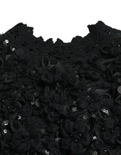 Dolce & Gabbana Black Sequined Embellished Pullover Sweater In Black