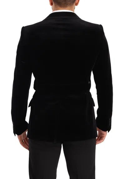 Dolce & Gabbana Black Single-breasted Jacket With Peak Revers In Velvet